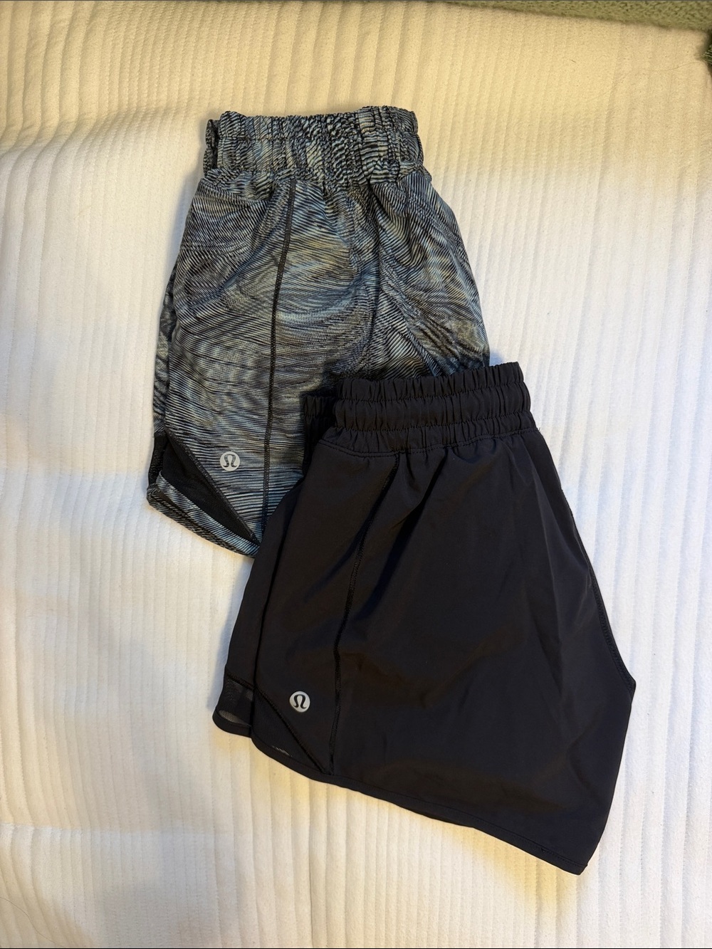 lululemon athletica Black and Gray Patterned Athletic Shorts Duo